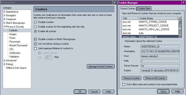 Gestionnaire de cookies - 32.2 ko